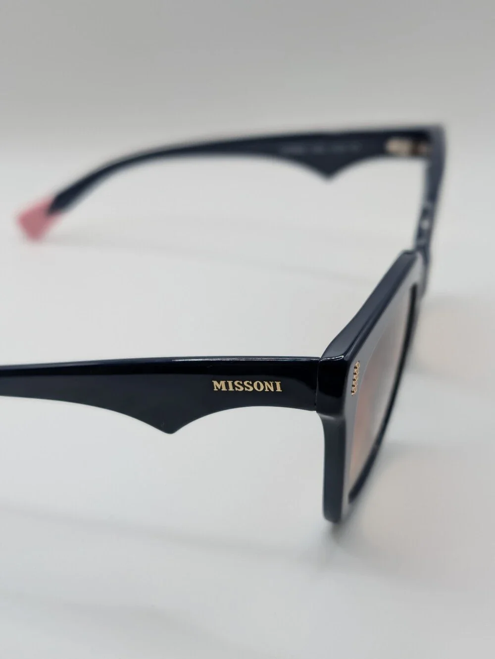 NWT Missoni MIS 0206/G/S Square Sunglasses Navy Blue Pink Accent & Case